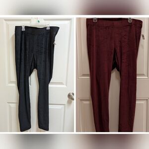 NWT Old Navy Women's High-Waisted Velvet Ankle Leggings Black, maroon size XL